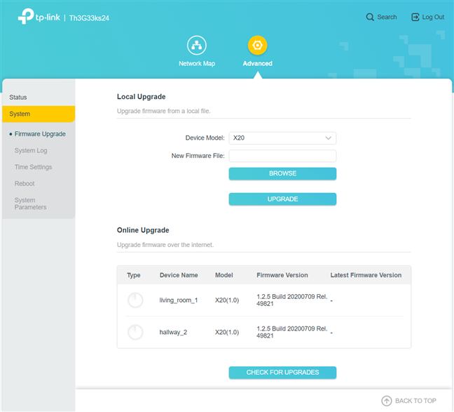 The web-based interface for TP-Link Deco X20