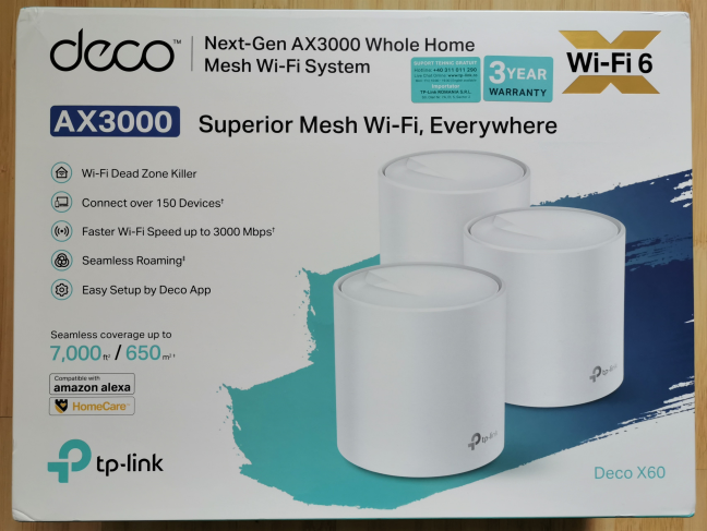 The packaging used for TP-Link Deco X60