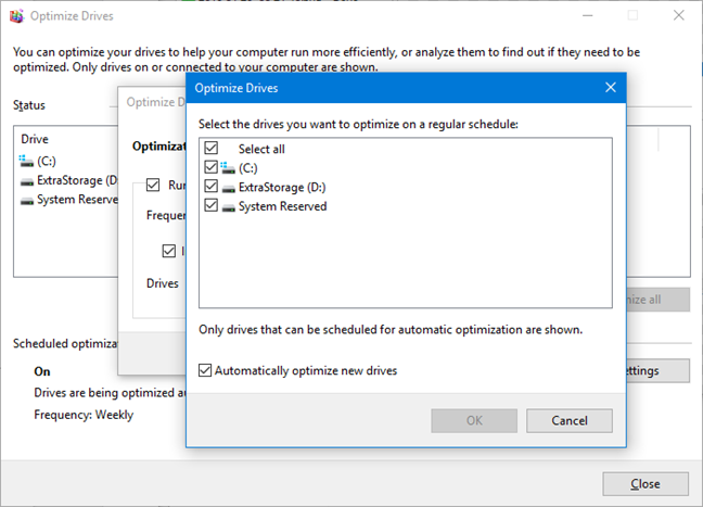 Select drives for scheduled optimization