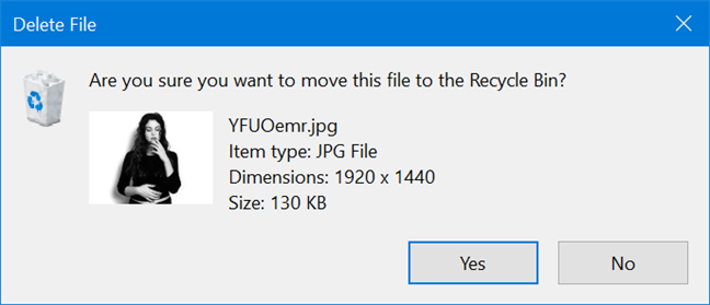 Are you sure you want to move this file to the Recycle Bin?