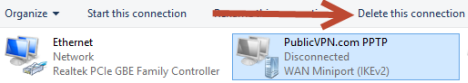 Windows 8, Windows 8.1, VPN, Network, Connection, delete, remove, PPPOE