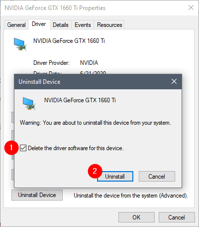 Uninstall and Delete the driver software for this device