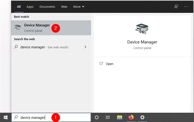 Opening Device Manager in Windows 10