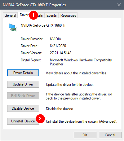 Choosing to Uninstall Device