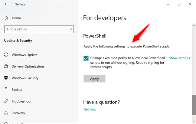 Easy access to a PowerShell setting that is useful to developers