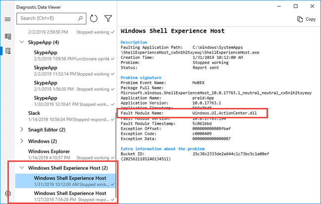 Windows Shell Experience Host errors