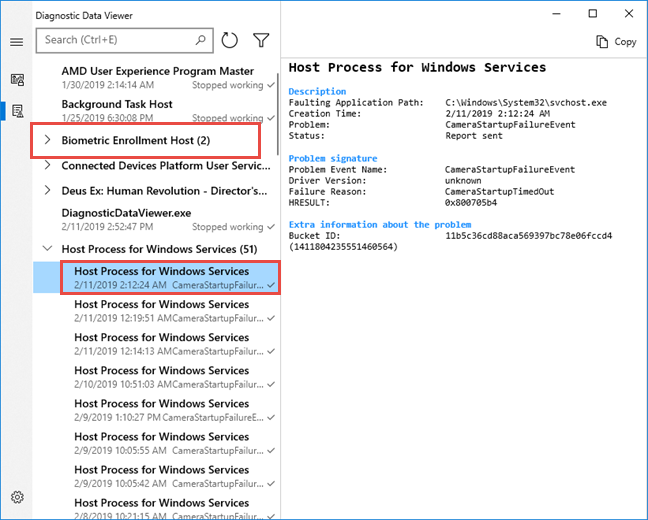 Problems caused by a webcam with support for Biometric authentication