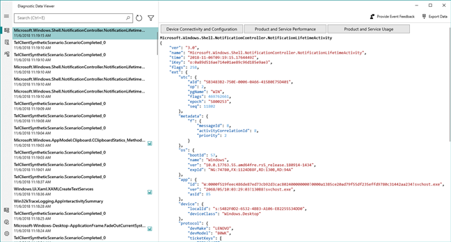 The Diagnostic Data Viewer app