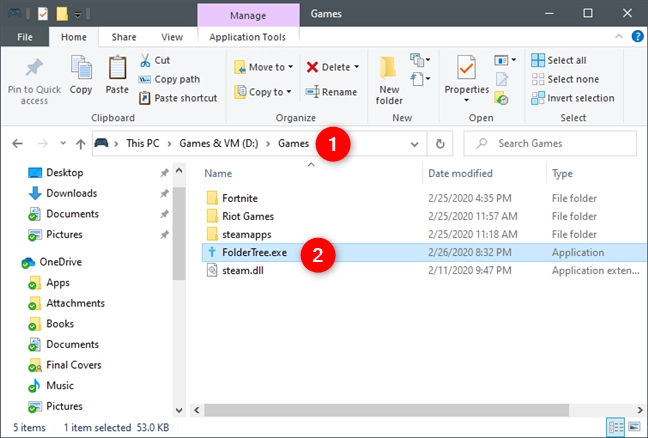Place FolderTree in the folder for which you want the directory tree