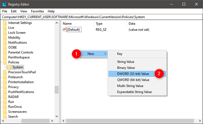 Creating the DisableTaskMgr item in Windows Registry