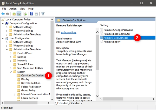 The Remove Task Manager policy