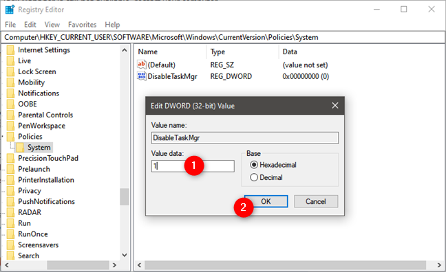 Disable Task Manager from the Windows Registry