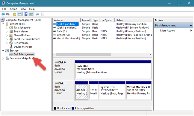 open disk management