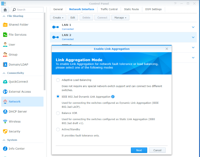 Enabling Link Aggregation on the Synology DiskStation DS418