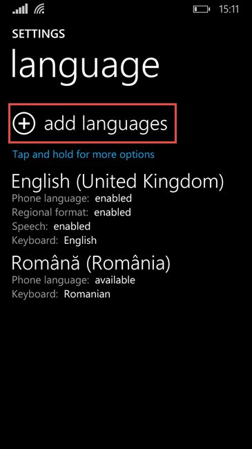 Windows 10 Mobile, Windows Phone 8.1, language, display, change