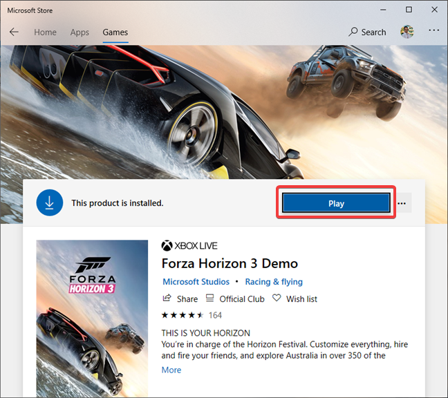 forza horizon 3 microsoft store key