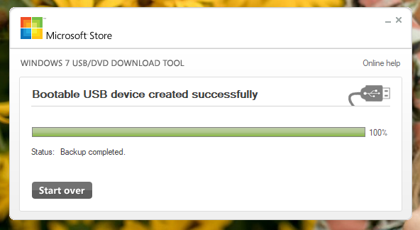Bootable USB device created successfully