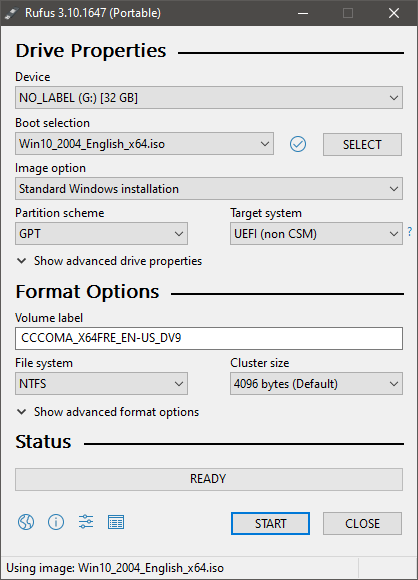 Rufus can create Windows USB memory sticks