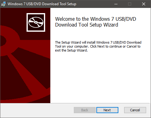 Installing the Windows USB/DVD Download Tool