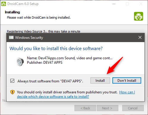 Allowing the drivers from Dev47Apps.com to be installed