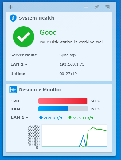 The processor utilization gets high fast on the DiskStation DS419slim