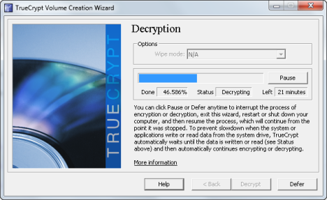 TrueCrypt - Permanently Decrypt Partition/Drive