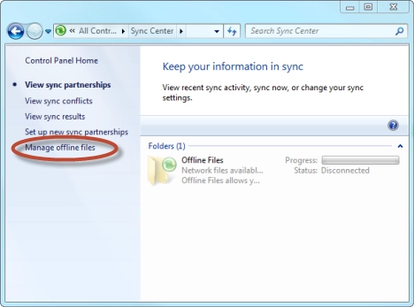 Disable Offline Files and the Sync Center in Windows 7