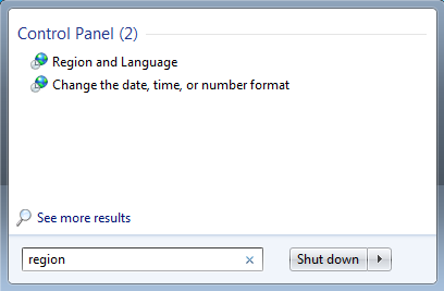 Dates, Times & Currency Settings, Windows 7