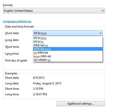 Dates, Times & Currency Settings, Windows 7, Windows 8