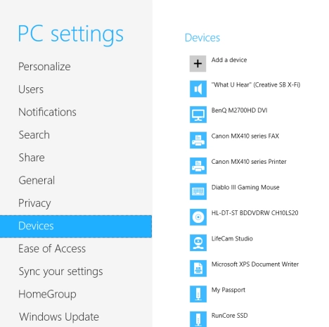 How to Add or Remove Devices from PC Settings, in Windows 8