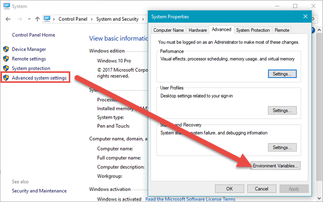 change my environment variables windows 11