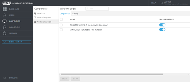 ESET Secure Authentication Web Console for Windows Login