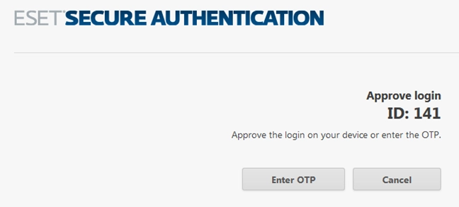 ESET Secure Authentication approve login message