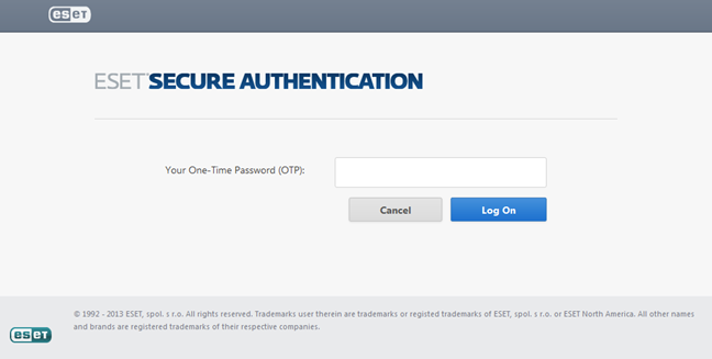 ESET Secure Authentication webpage in web applications
