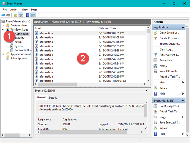 Event Viewer, Windows