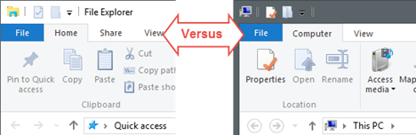 Windows 10, Windows 8.1, file, explorer, changes, differences