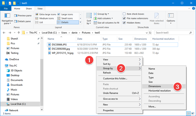 Select the &quot;Group by&quot; field in File Explorer