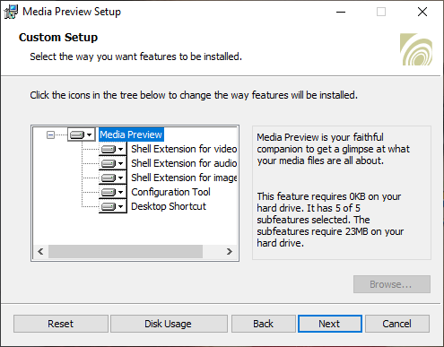 Configuring the installation of Media Preview