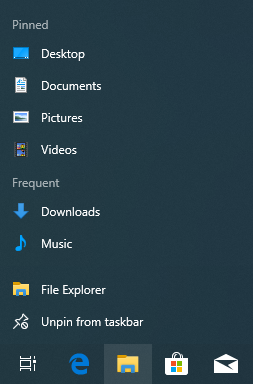 Pinned folders to File Explorer