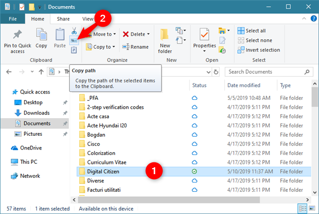 Copy Path for a file or folder