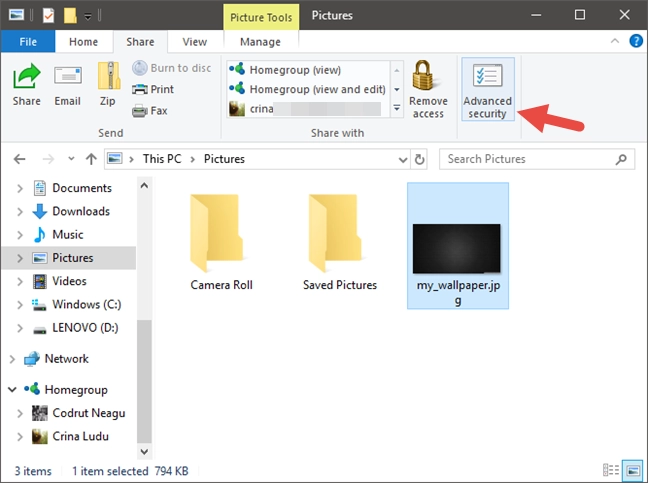 File Explorer, Windows, share