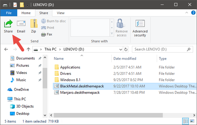 File Explorer, Windows, share