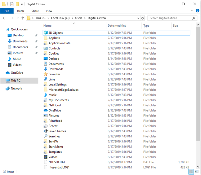 All hidden and protected operating system files are now visible