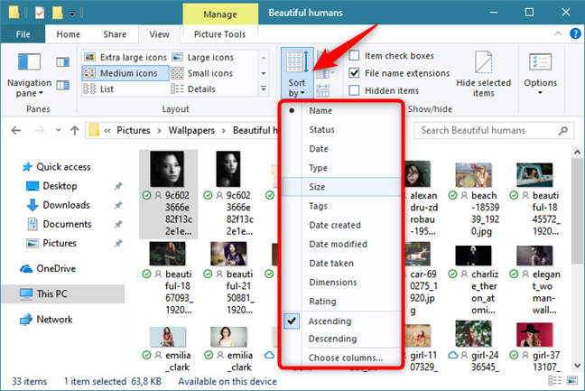 Sorting files in File Explorer