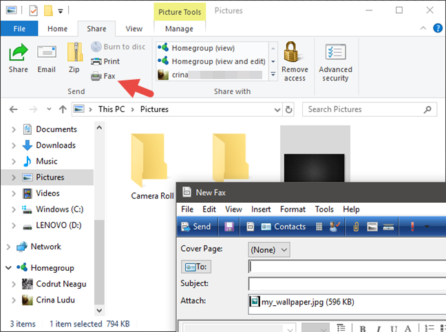 File Explorer, Windows, share