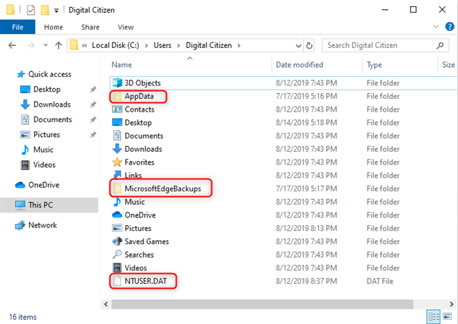 The hidden AppData folder is now visible