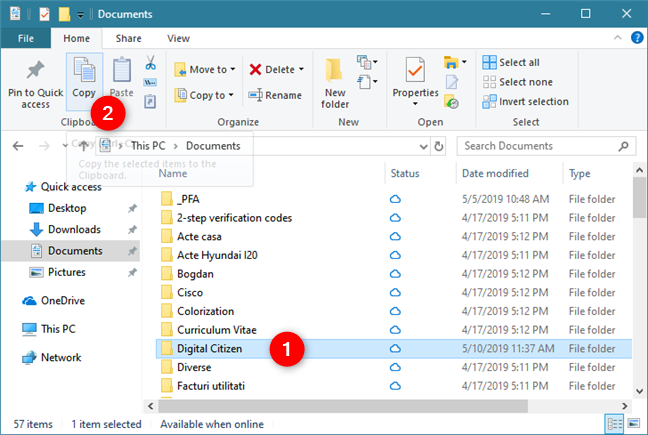Copy files and folders with File Explorer