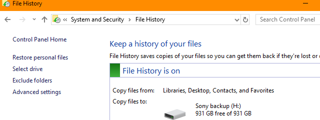 How to free up space when the File History drive is full