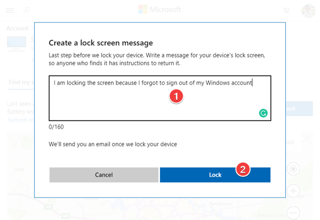 Create a lock screen message