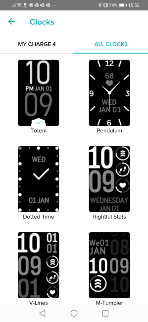 Clock faces for Fitbit Charge 4